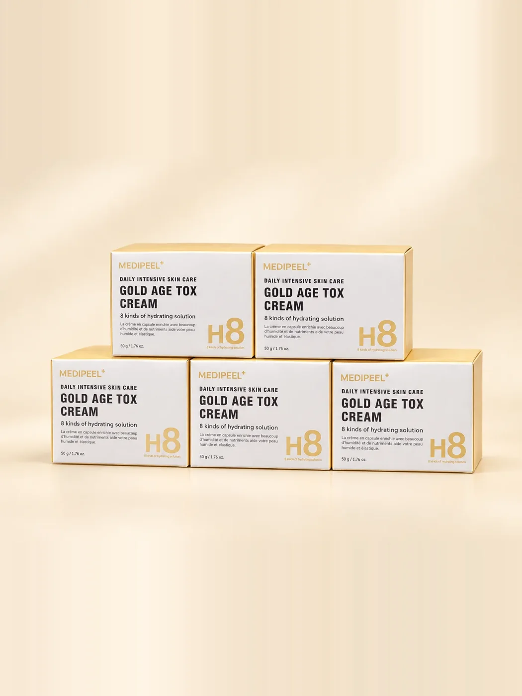 MEDIPEEL Gold Age Tox Cream boxes on a soft cream background