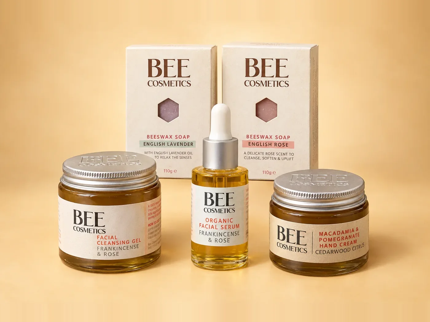 Bee Cosmetics soaps, cleansing gel, serum and hand cream